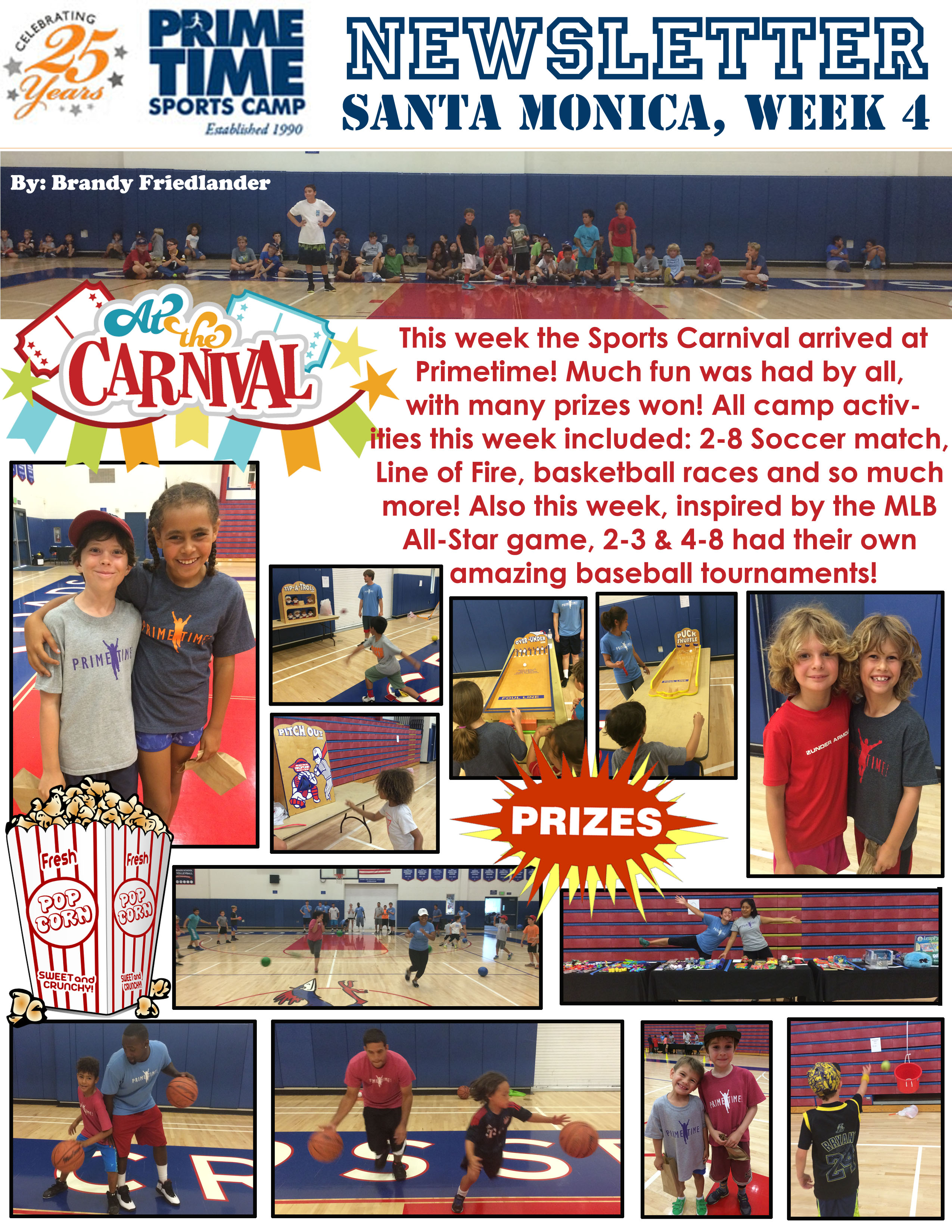 Santa Monica Summer Camp Newsletter Week 4 Prime Time Sports Camp